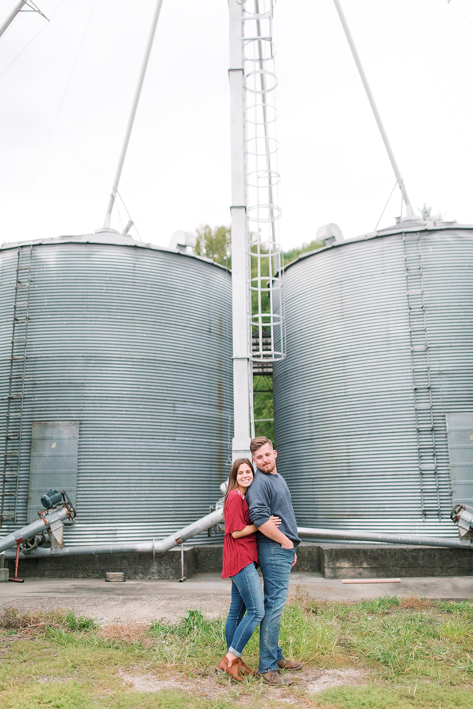  North Carolina Mountain Engagement Session Couple in front of Silos Photo