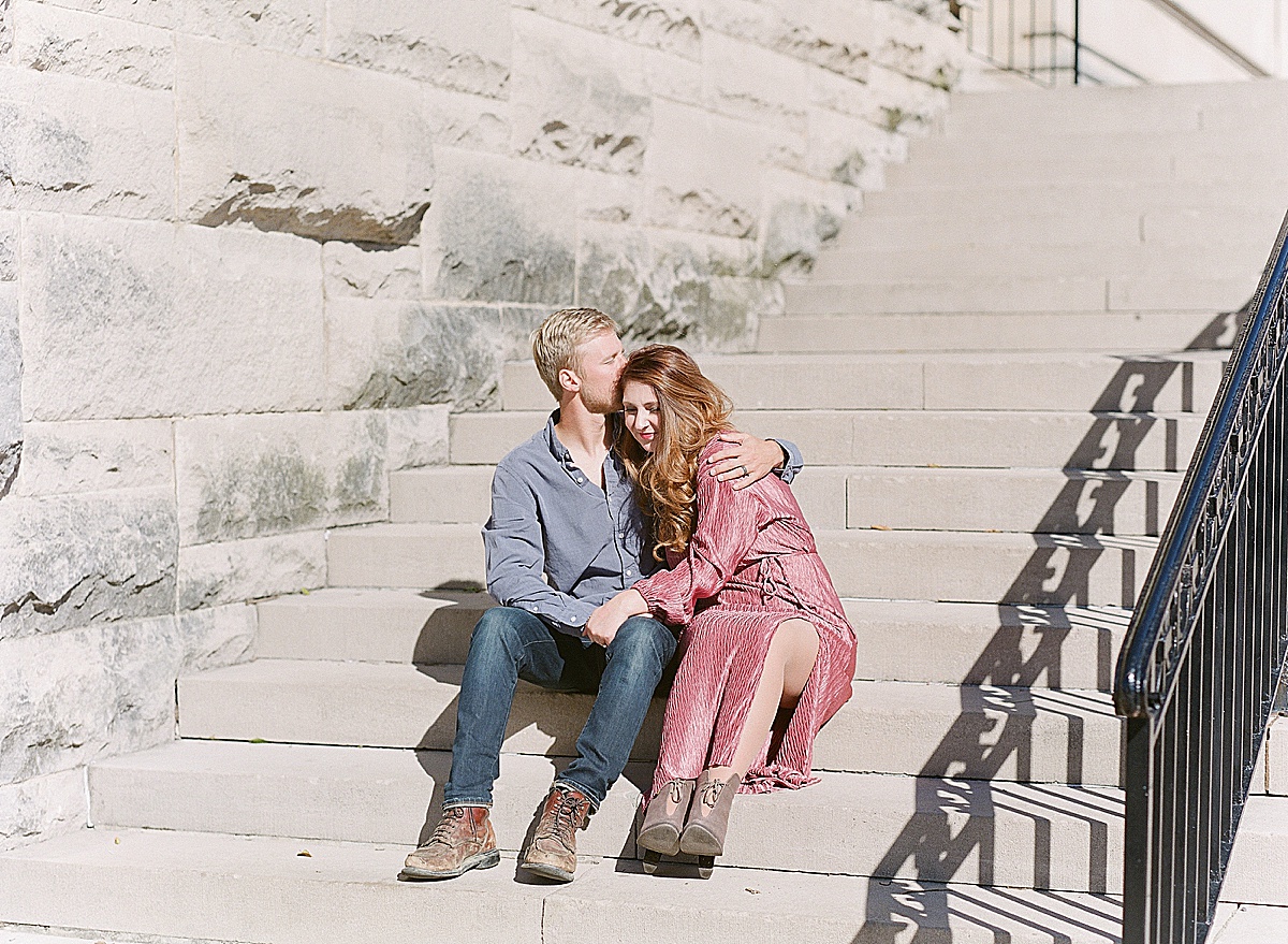 Biltmore in Asheville Couple Hugging on Steps Photo
