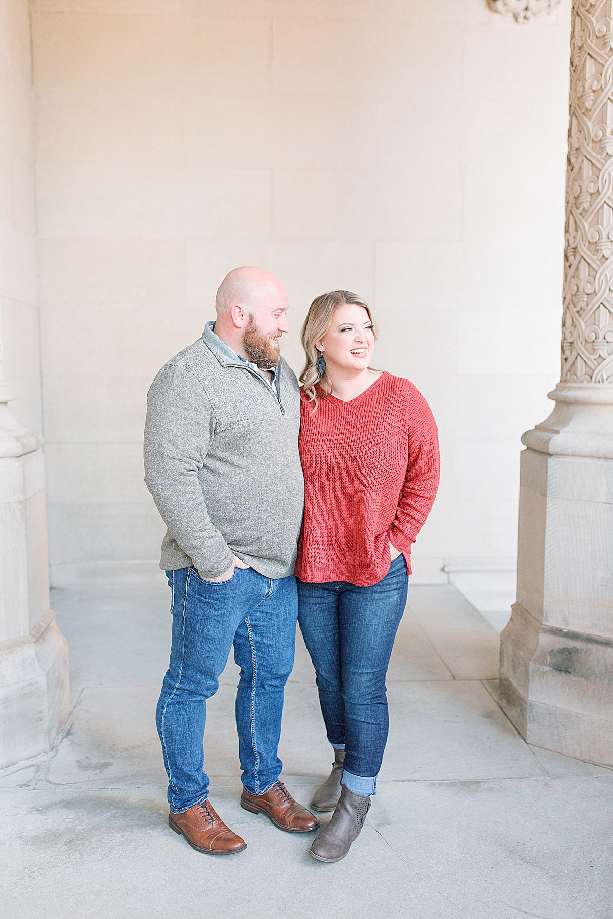 Biltmore Estate Engagement Session Couple Hugging and Smiling Photo