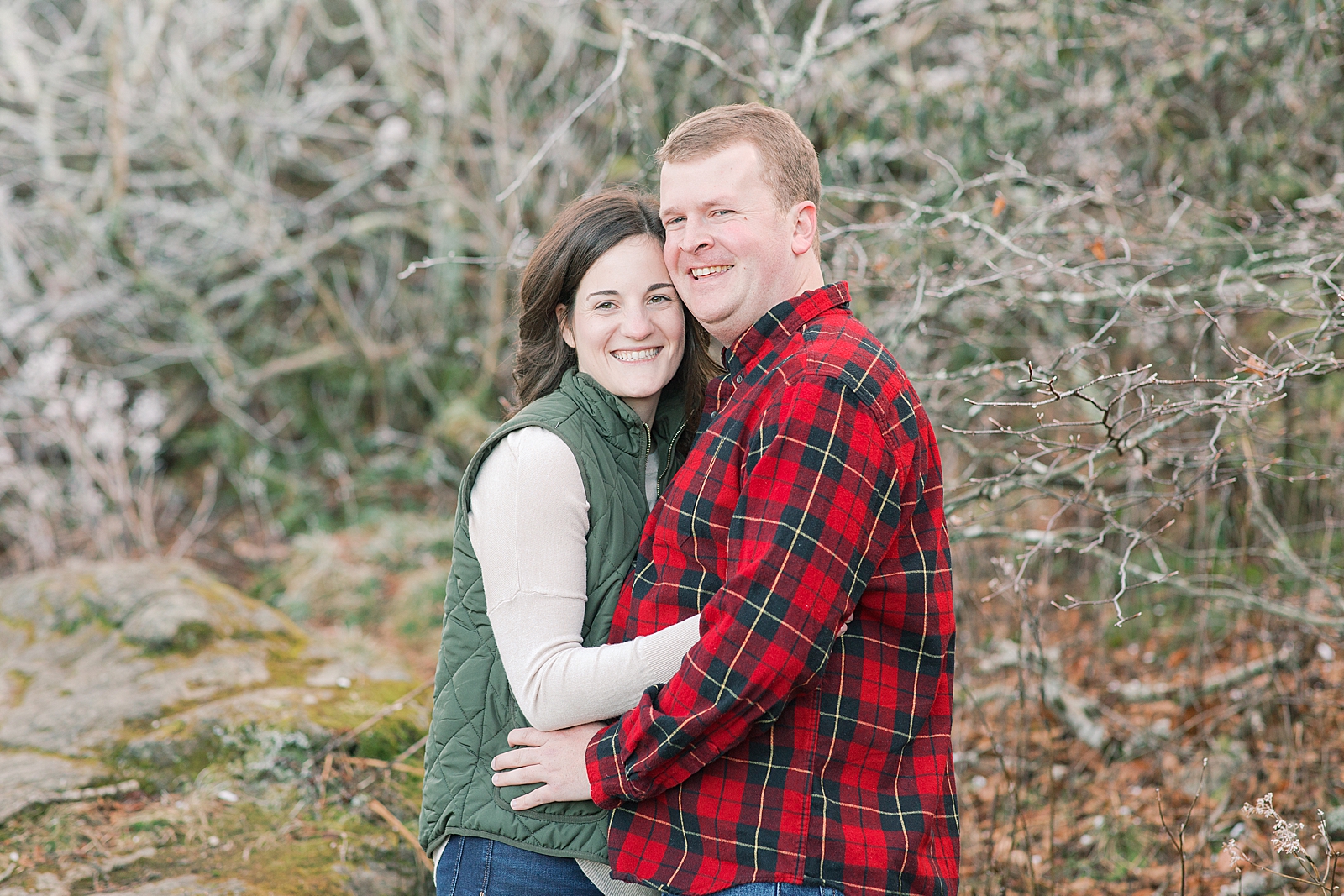 Craggy Gardens Trail Engagement Session Couple Smiling at the Camera Photo