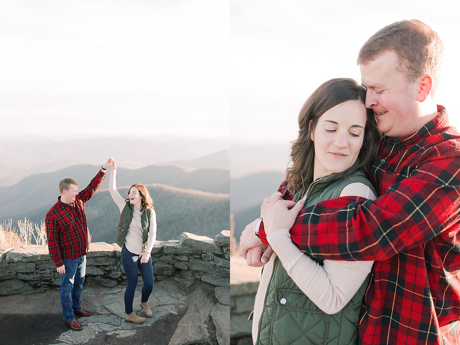 Craggy Gardens Trail Engagement Session Kiley and John dancing and Snuggling Photos