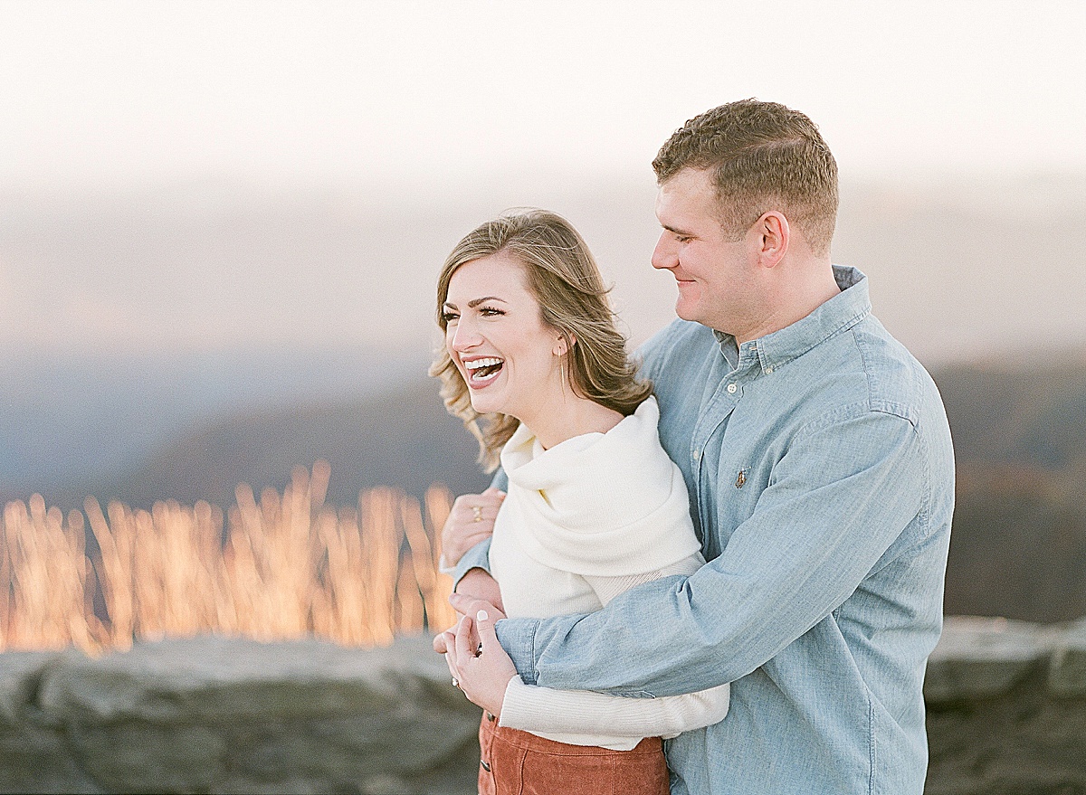 Craggy Gardens Engagement Couple Hugging and Laughing Photo