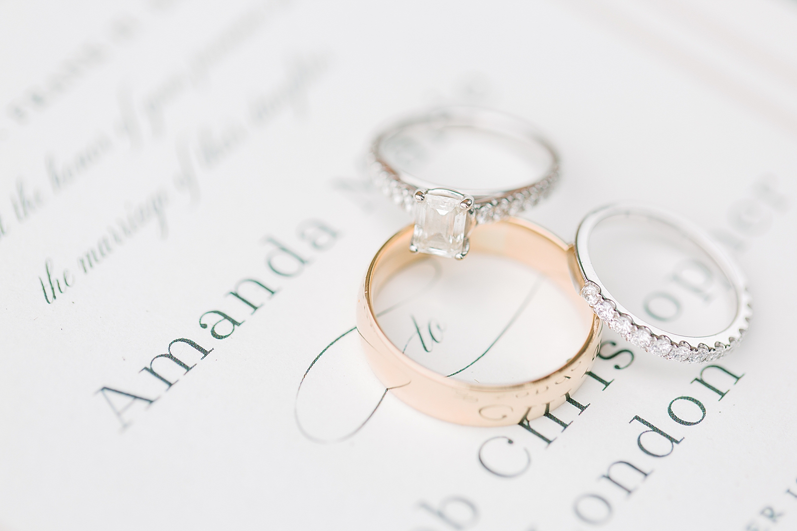 The Hackney Warehouse Wedding Rings on Invitation Photo
