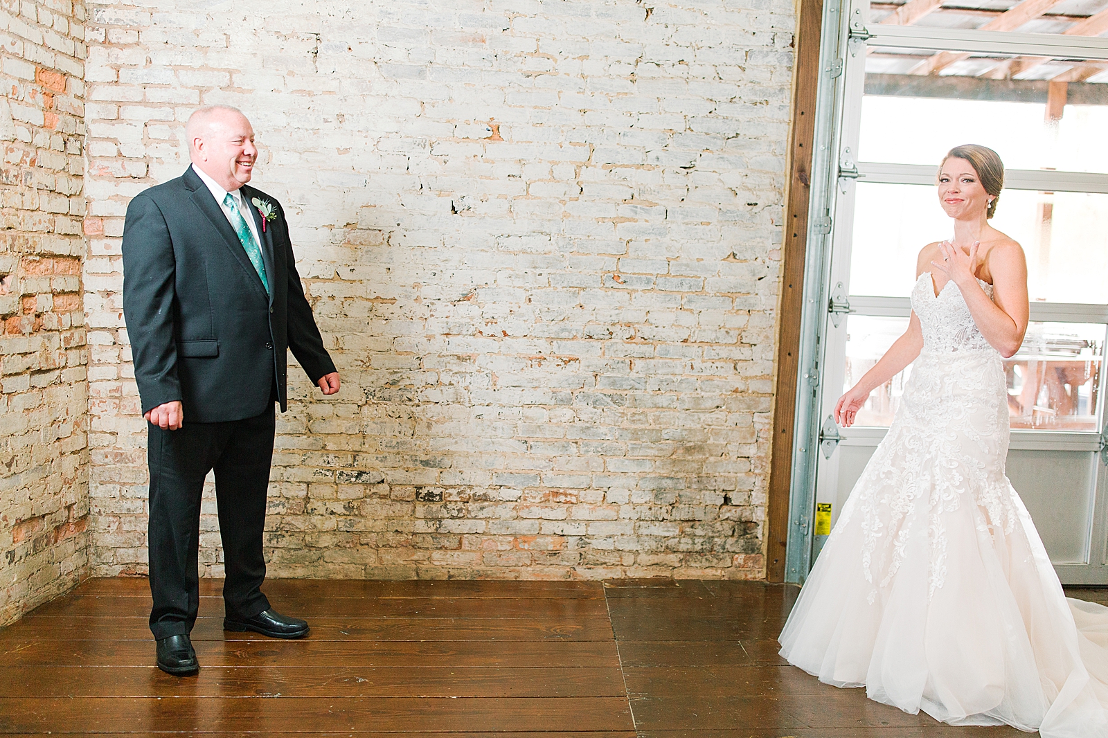 The Hackney Warehouse Brides First Look with her Dad Photo