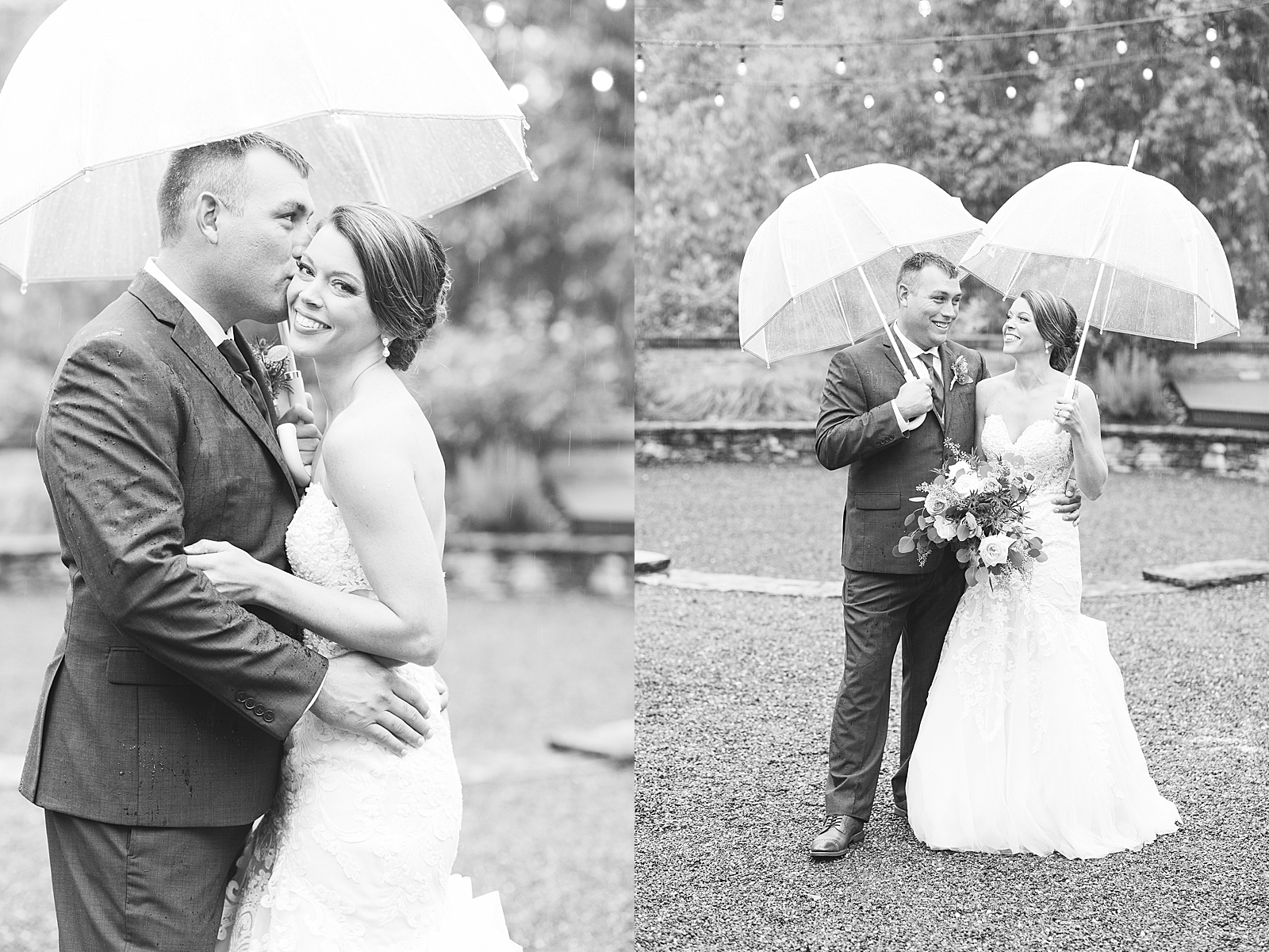 The Hackney Warehouse Black and White of Couple Under Umbrellas In The Rain Photos