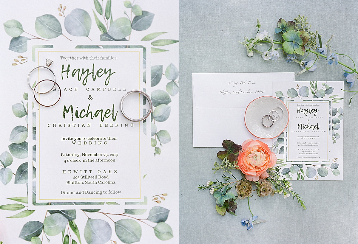 Invitation Suite with Rings and Flowers Photos