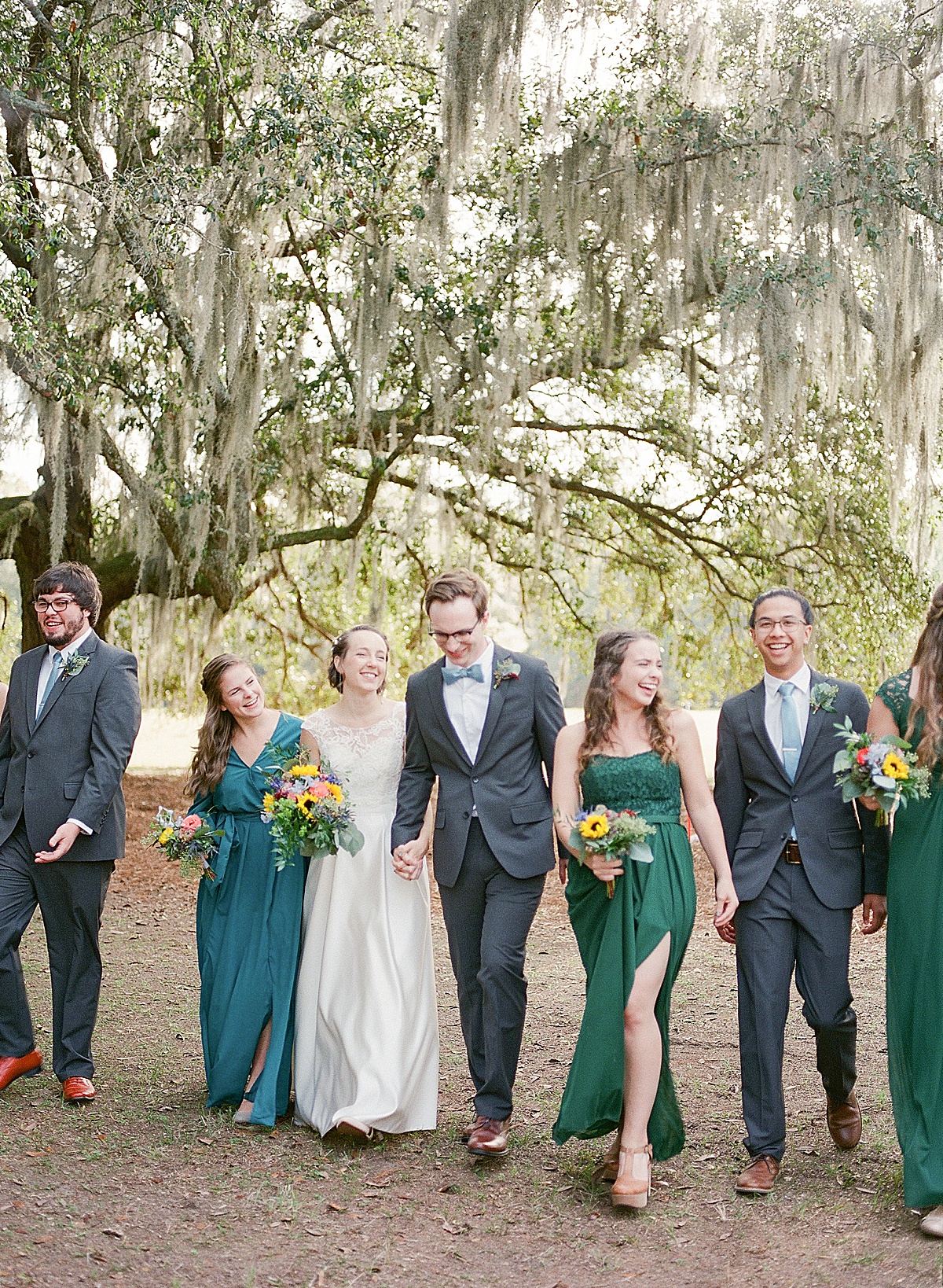 Bluffton Bridal Party Walking and Laughing Photo 