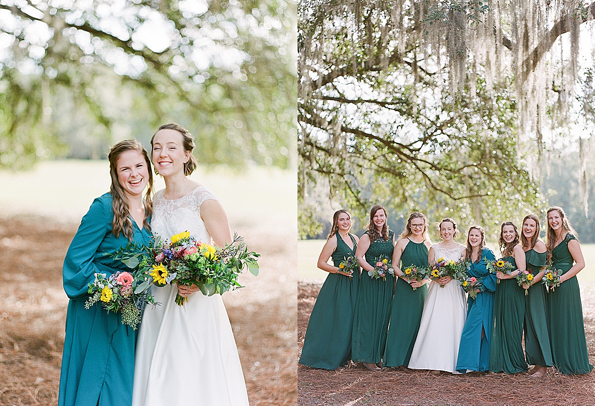 Bride with Maid of Honor and Bride with Bridesmaids Photos 