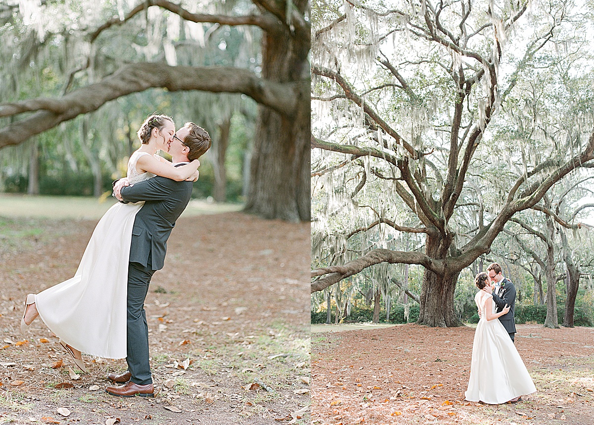 Couple Kissing and Hugging in Front of Big Oak Tree Photos 