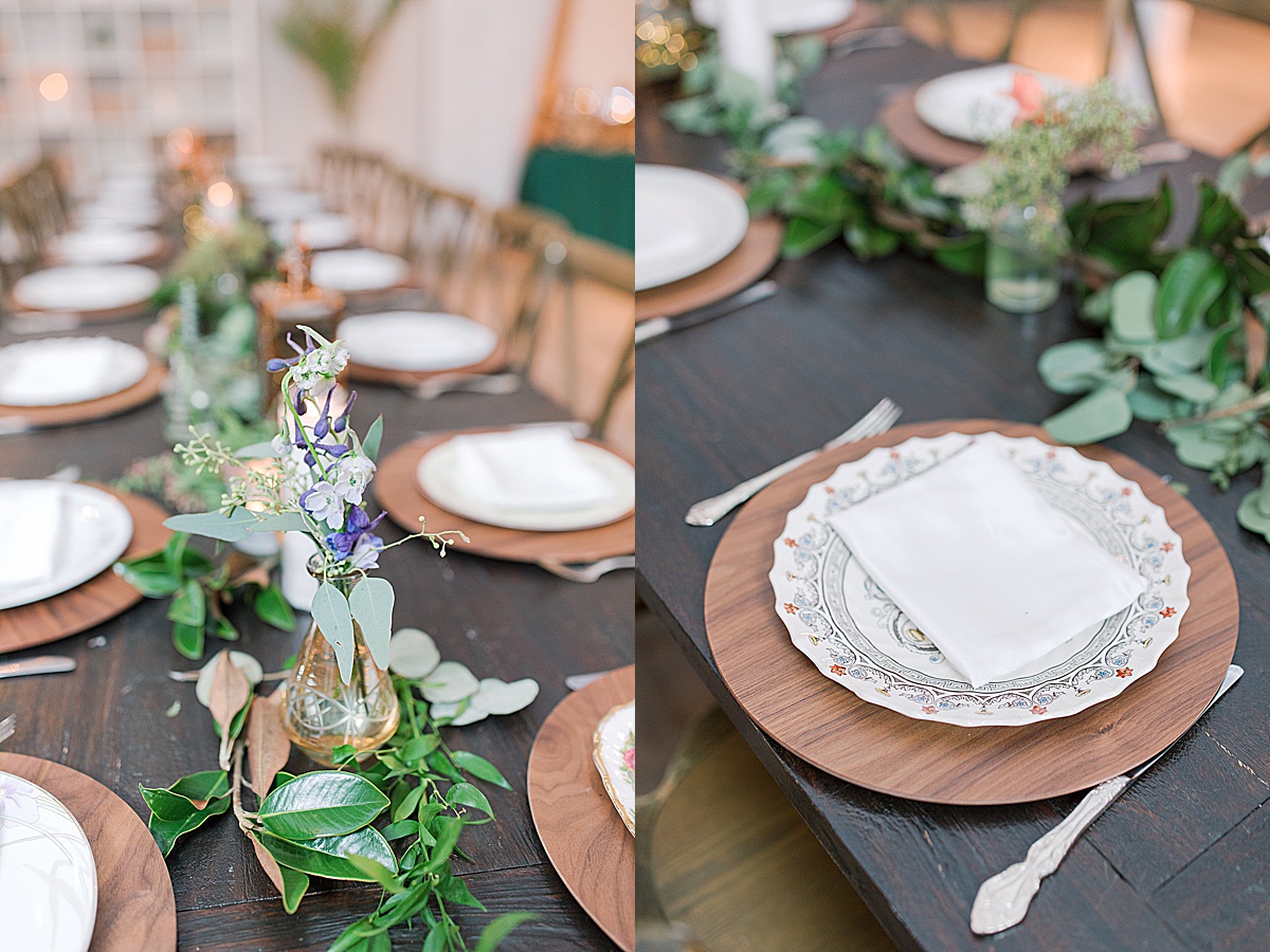 Hewitt Oaks Reception Tables with Flowers and Mismatched China 