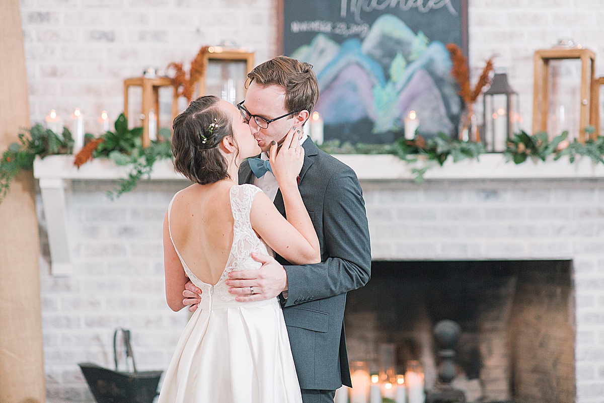 Bride and Grooms First Dance Kissing 