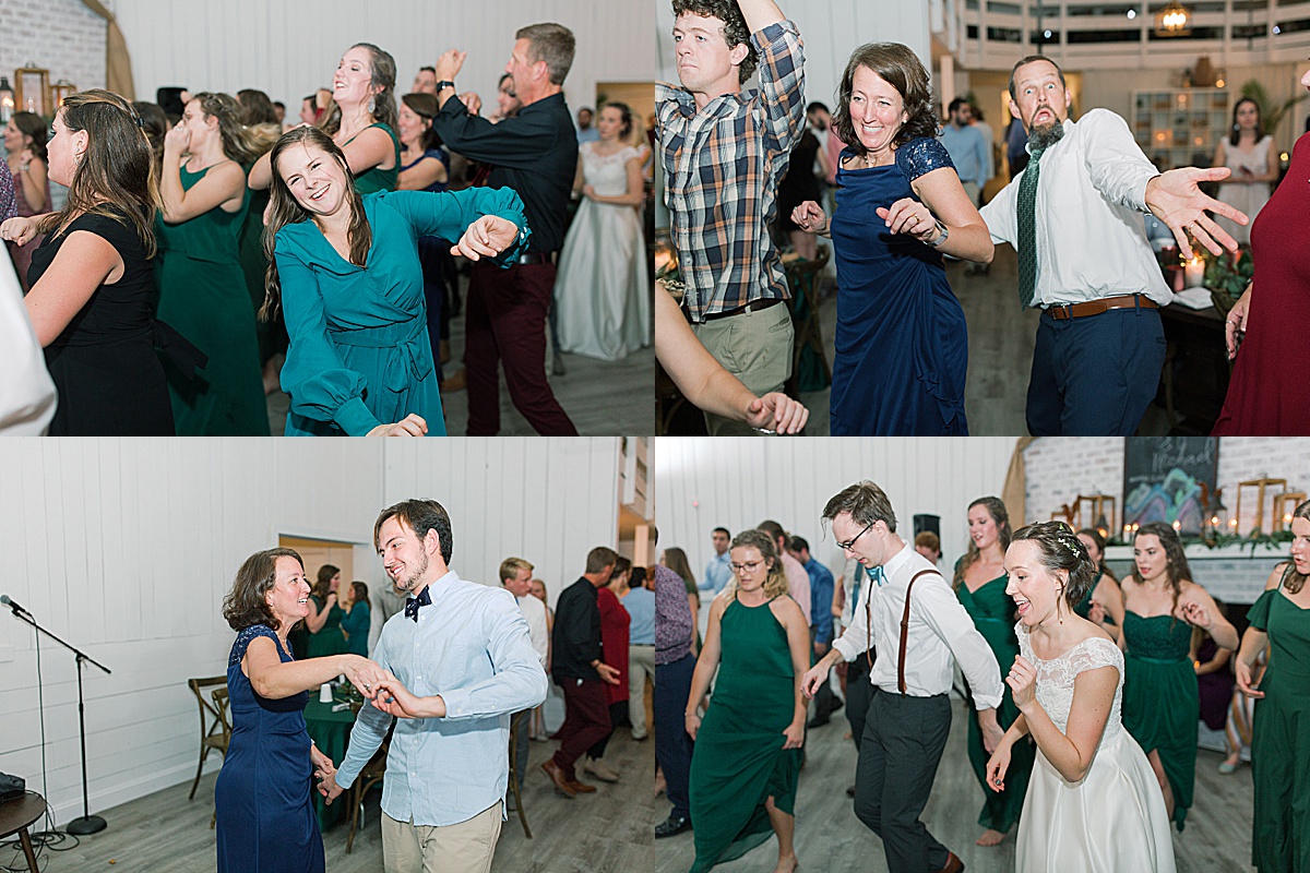 Wedding Reception Guests Dancing and Laughing 