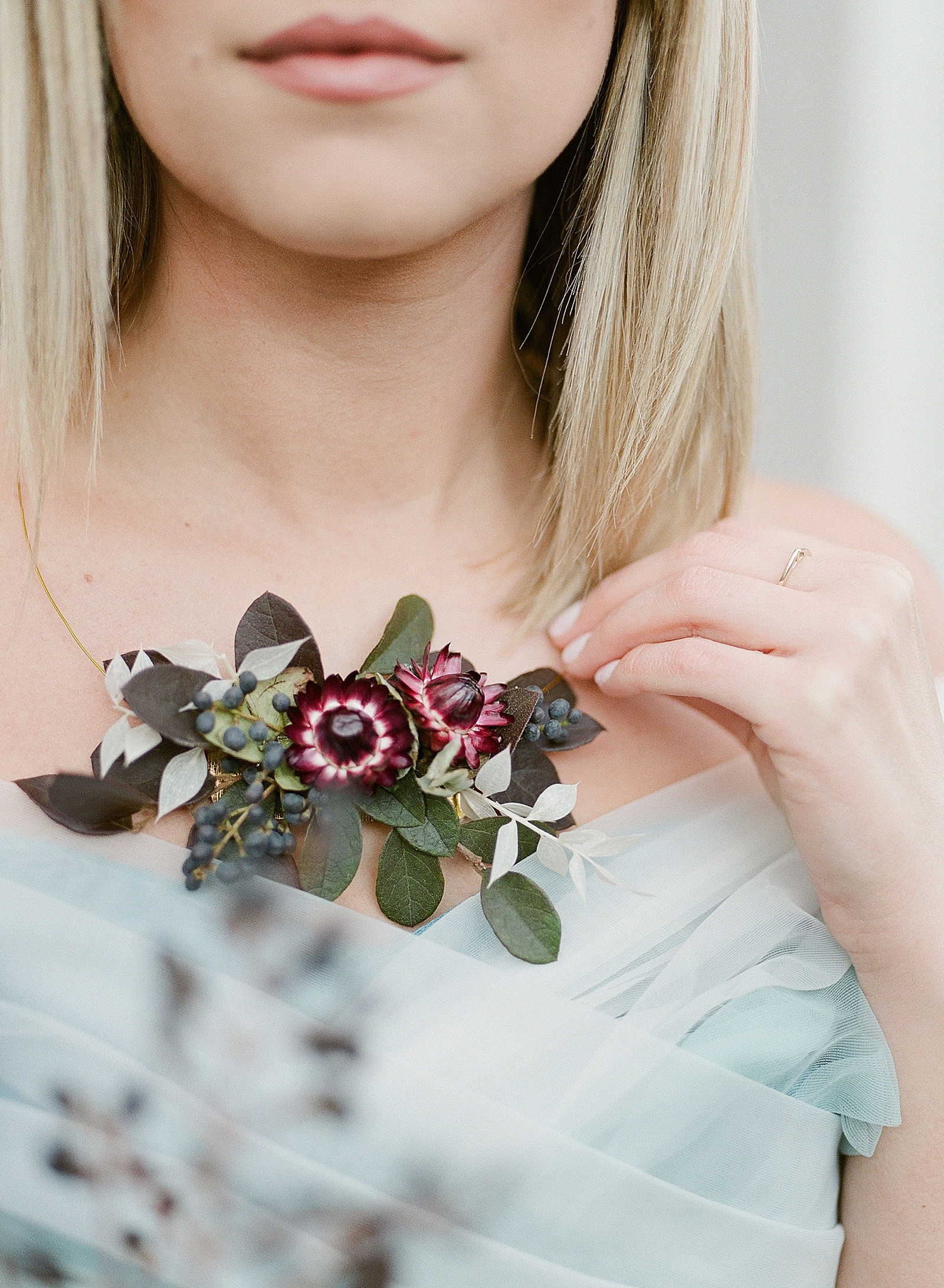 Close up of floral jewelry necklace 