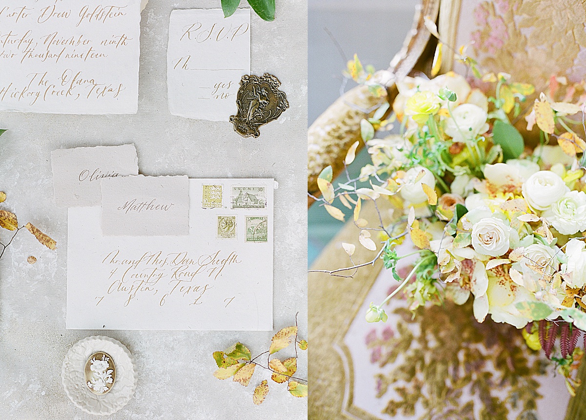Wedding Invitation and Flower Detail Photos