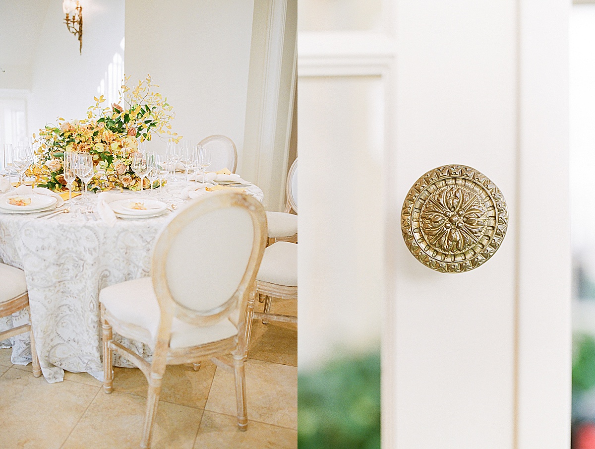Wedding Venues in Dallas Olana Reception Table and Detail of Door Knob Photos 