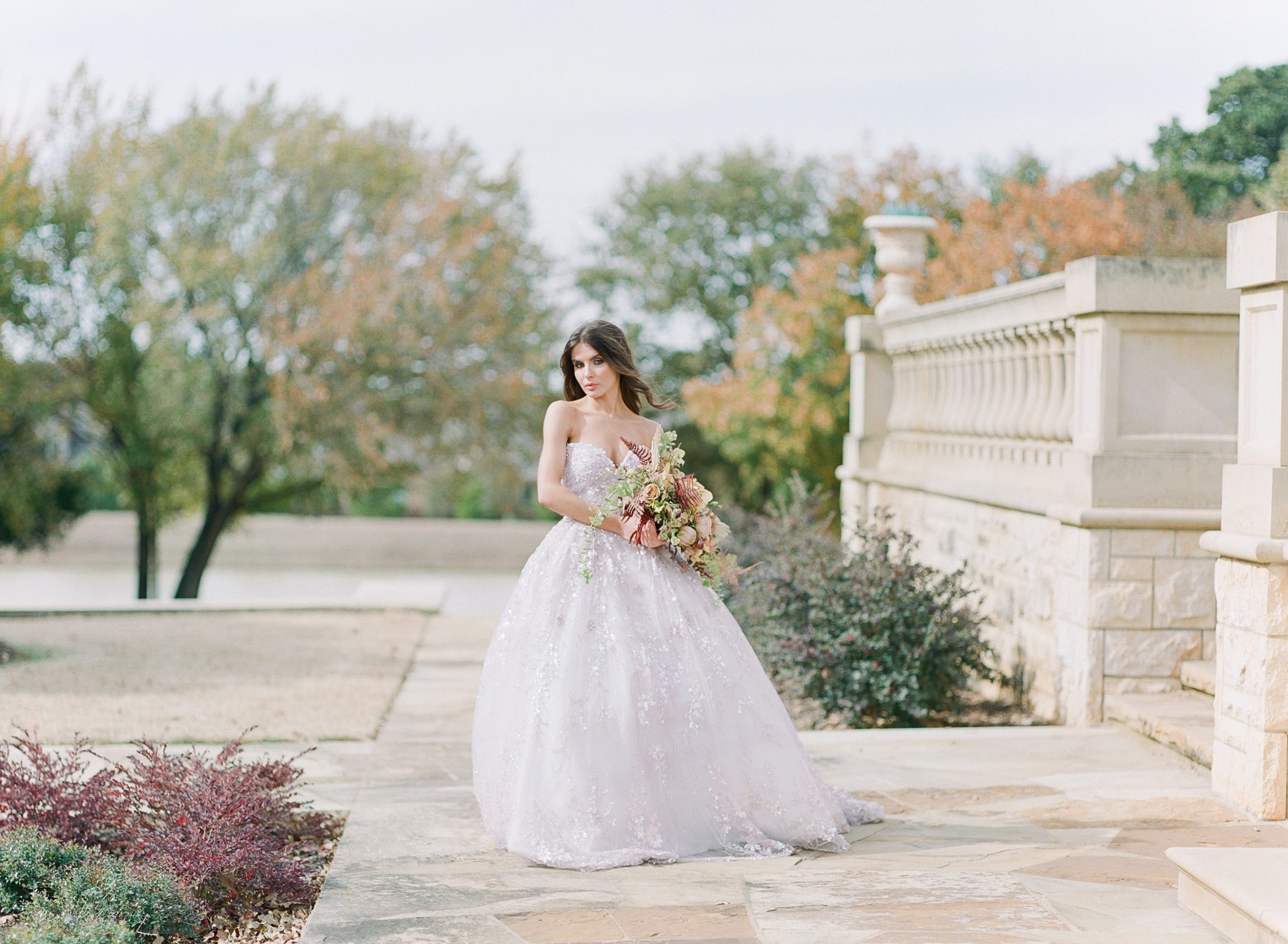 Couture Wedding Dresses Editorial Lavender Dress at Olana in Texas Photo