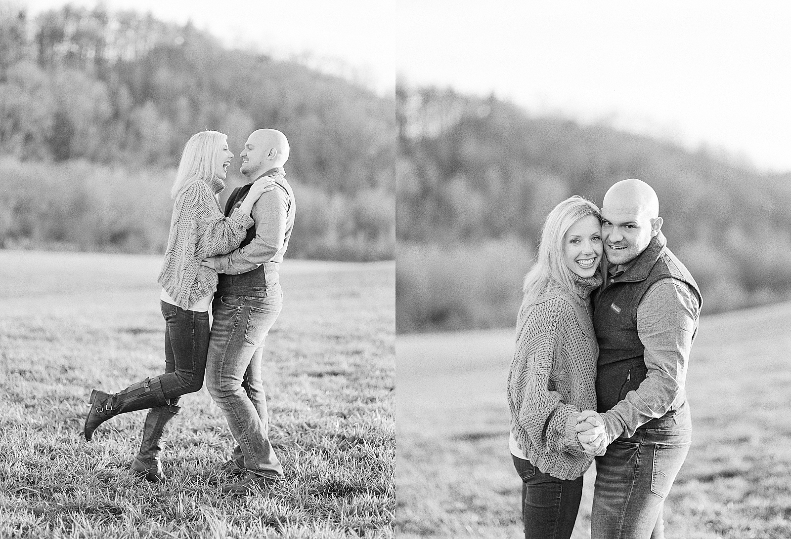 Black and White Of Couple Laughing Smiling At Camera Photos 