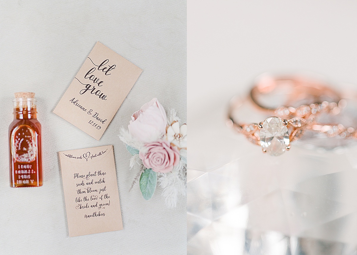 Wedding Favors Honey and Flower Seeds and Wedding Rings Photos 
