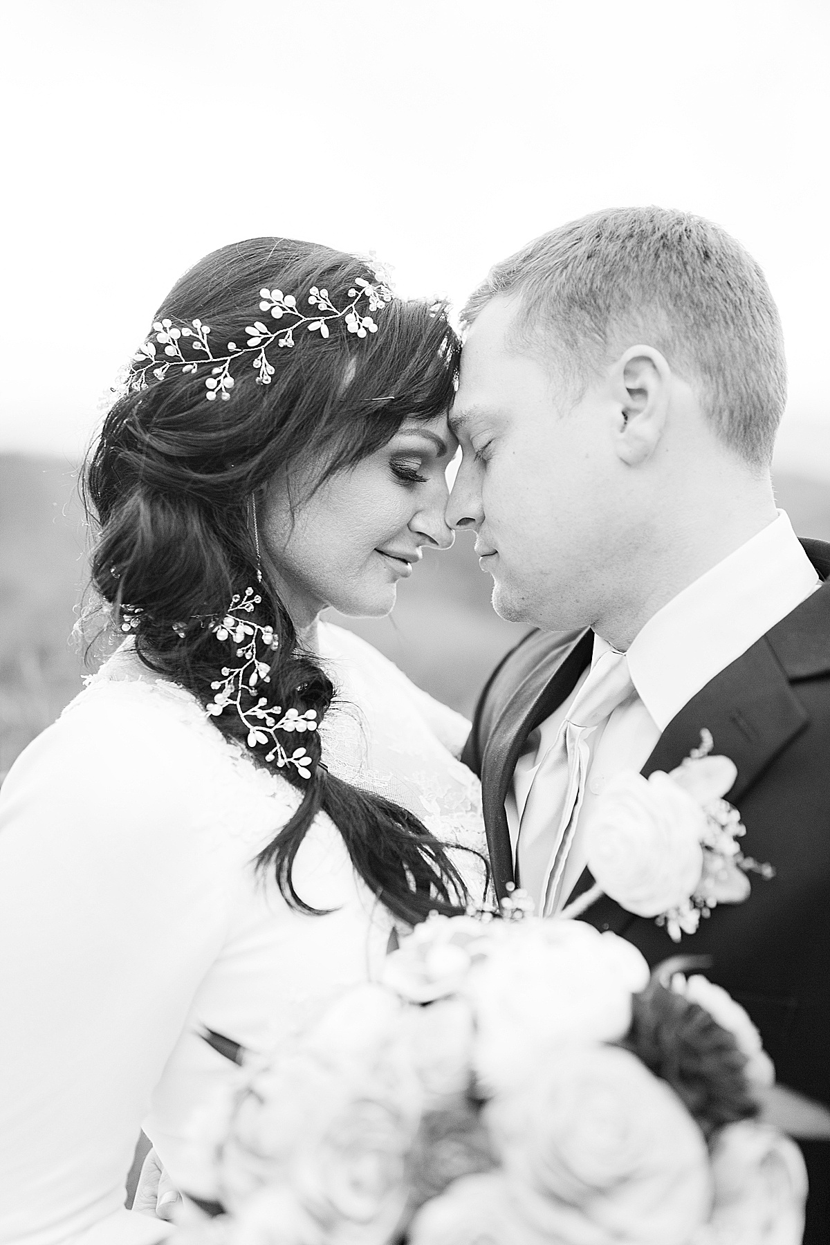 Black and White Of Couple Nose to Nose Photo