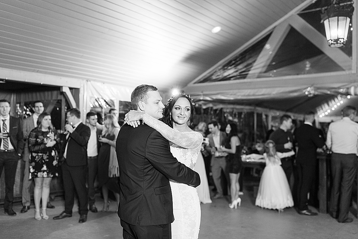 Black and White of Couple's First Dance Photo