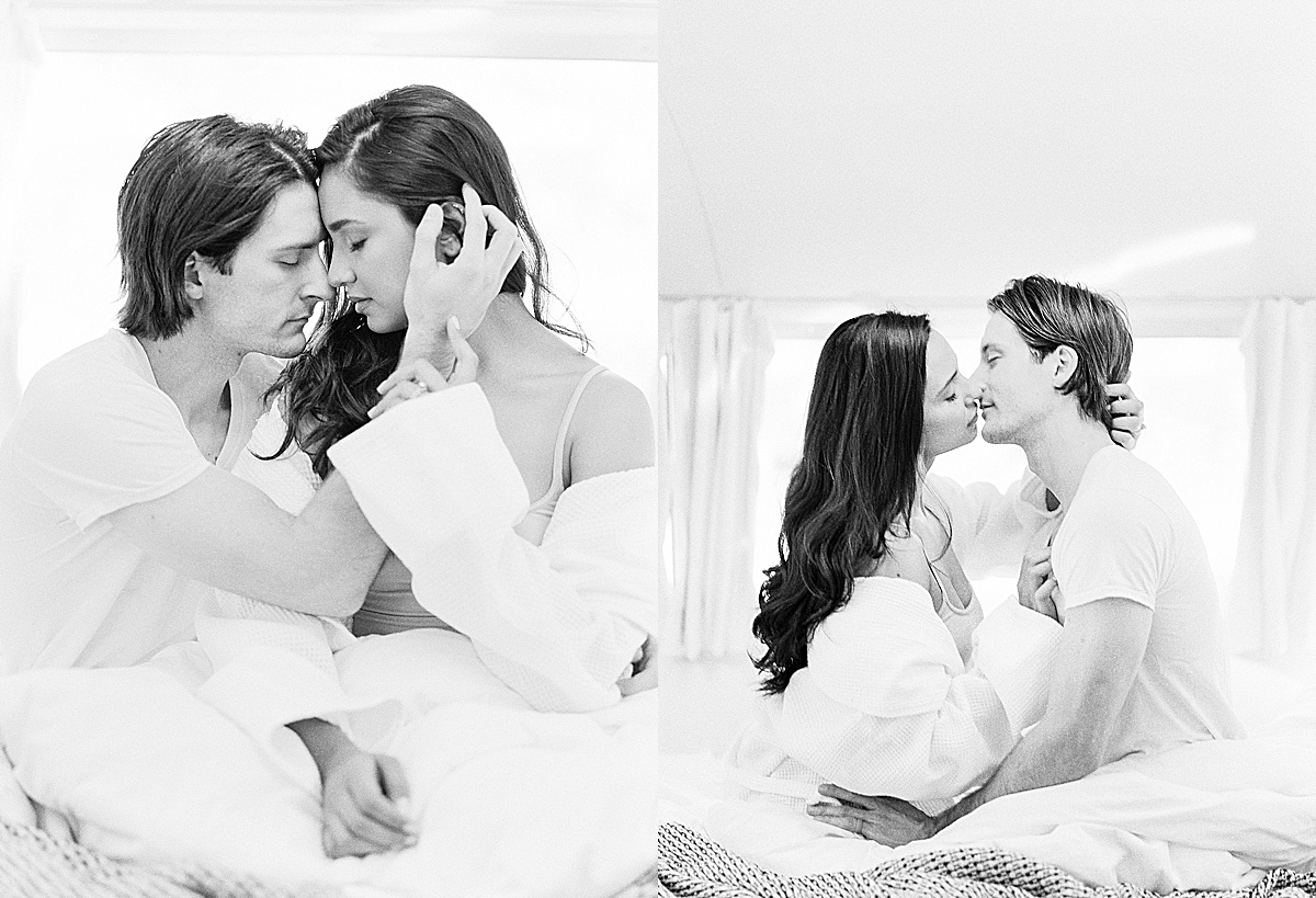 Black and White Portraits Of Couple Snuggling Photos 