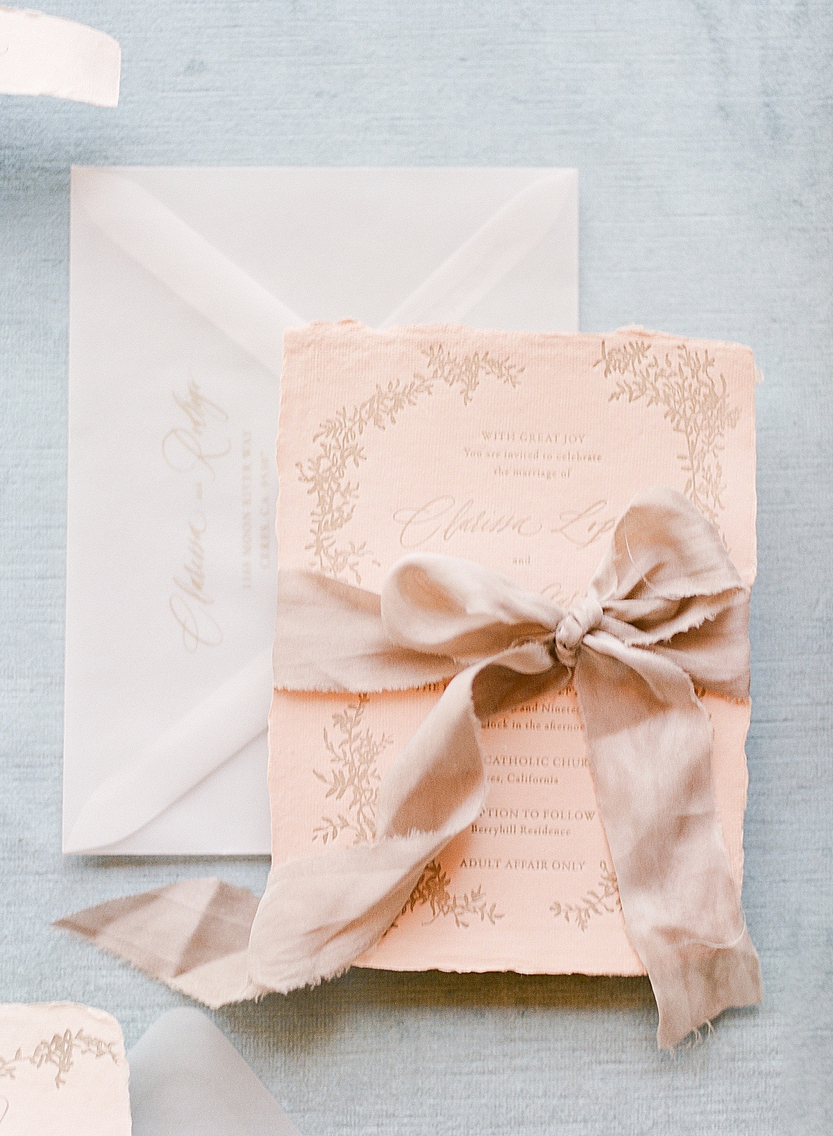 Wedding Invitation With Pink Bow Photo