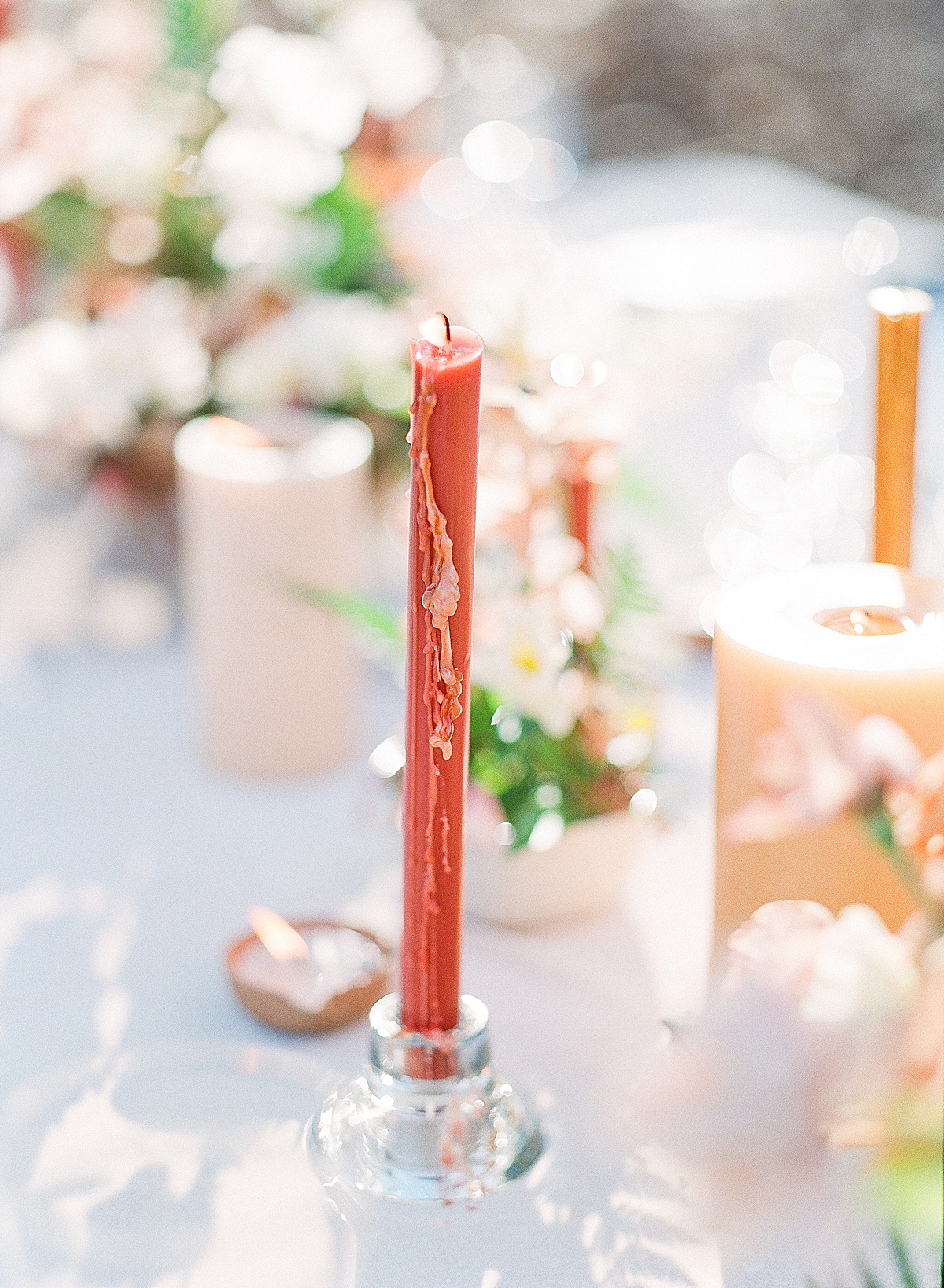 Fine Art Wedding Reception Table Dripping Candle Photo