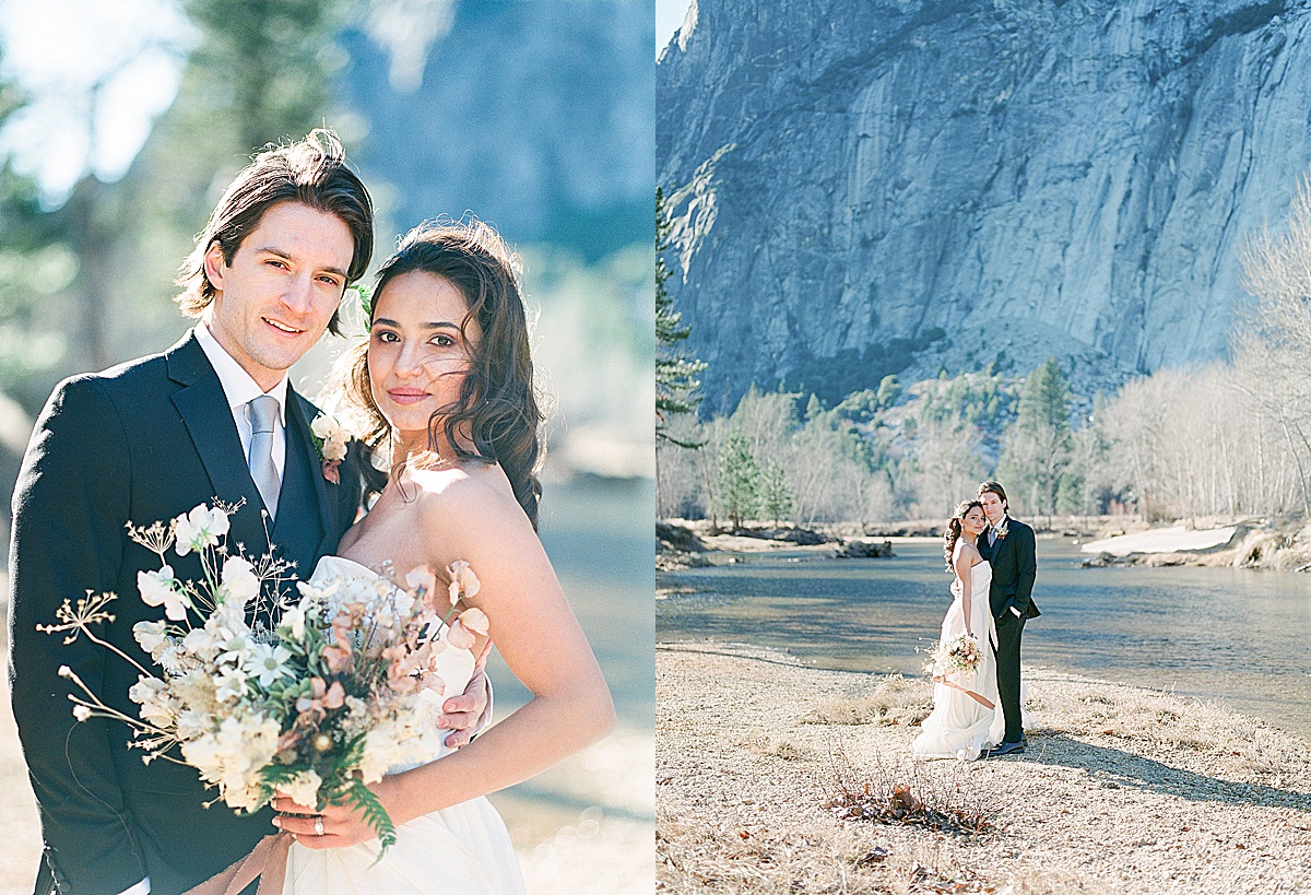 Yosemite Wedding Bride and Groom Smiling At Camera Photos 