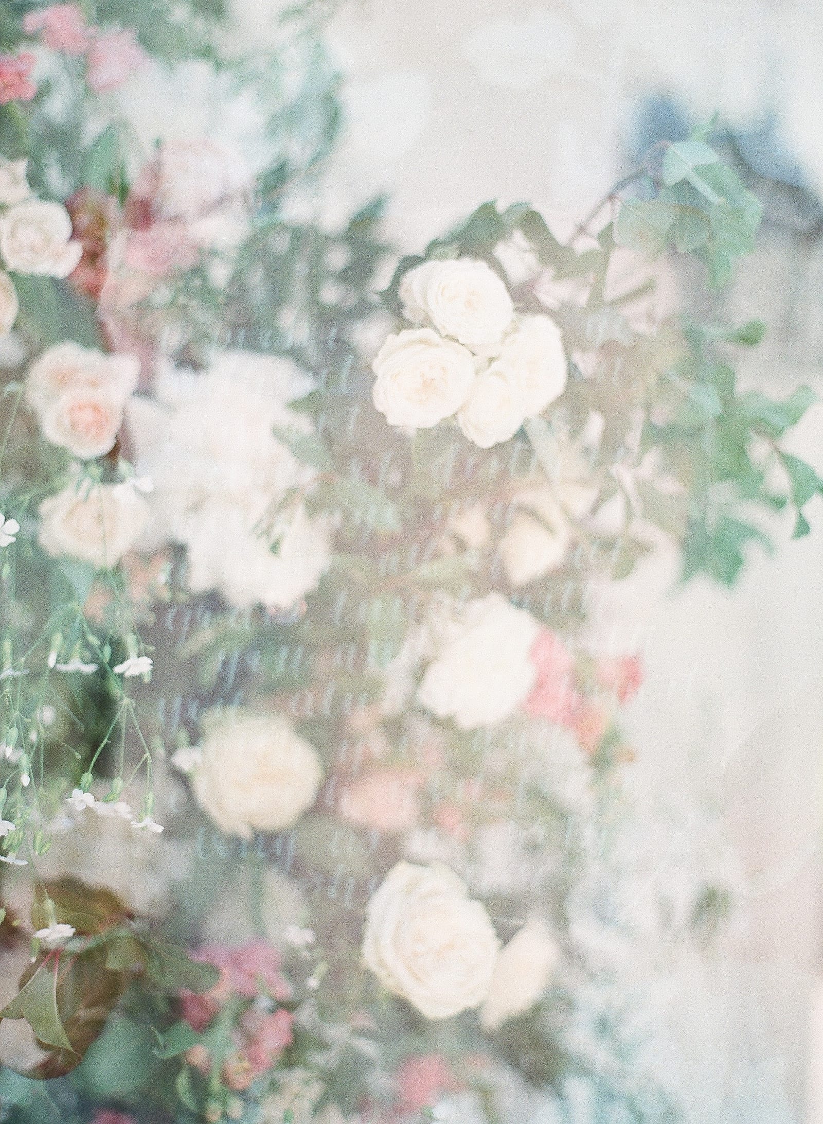 Double Exposure of Wedding Flowers and Vows 