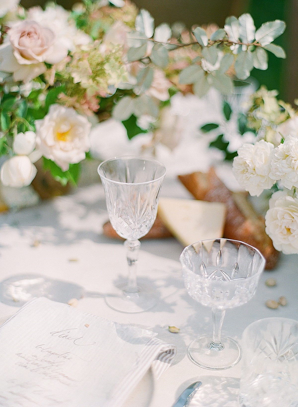 Bloomsbury Farm Wedding Reception Table with Crystal Glasses Photo