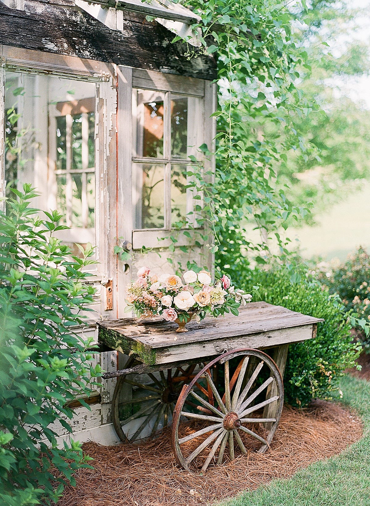 Mint Springs Farm Green House and Table with Flowers 