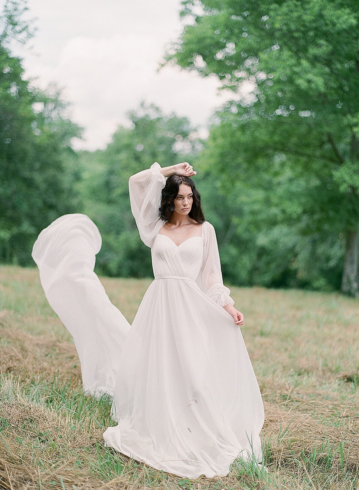 Bride with Flowing Romantic Gown Photo