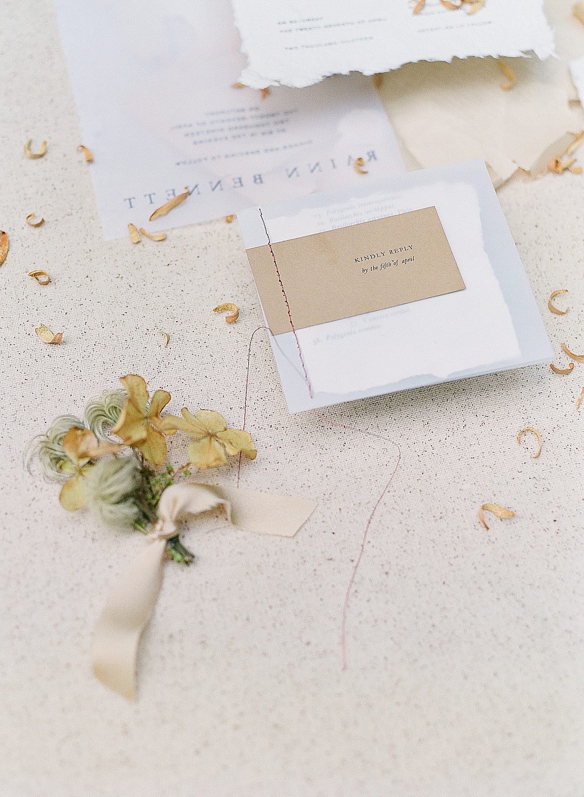 Wedding RSVP and boutonniere