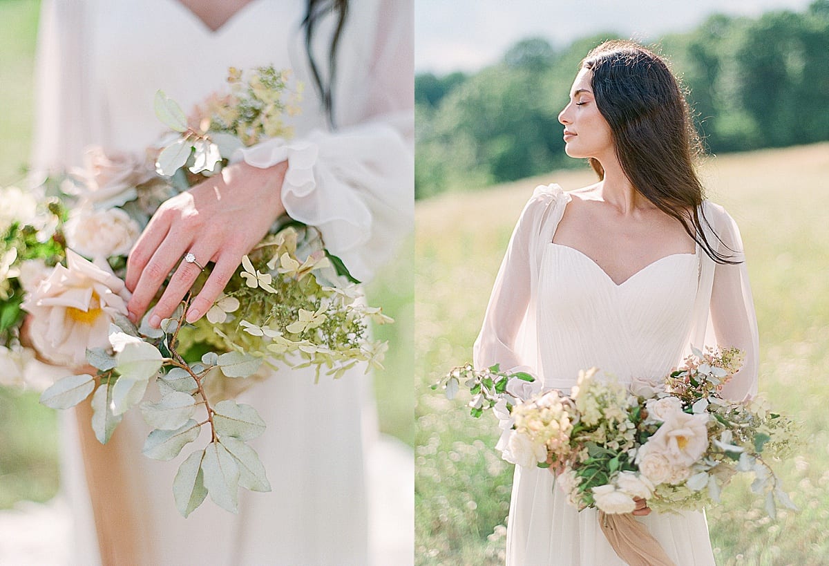 Nashville Wedding Photographer captures bridal bouquet detail and bridal portrait photos