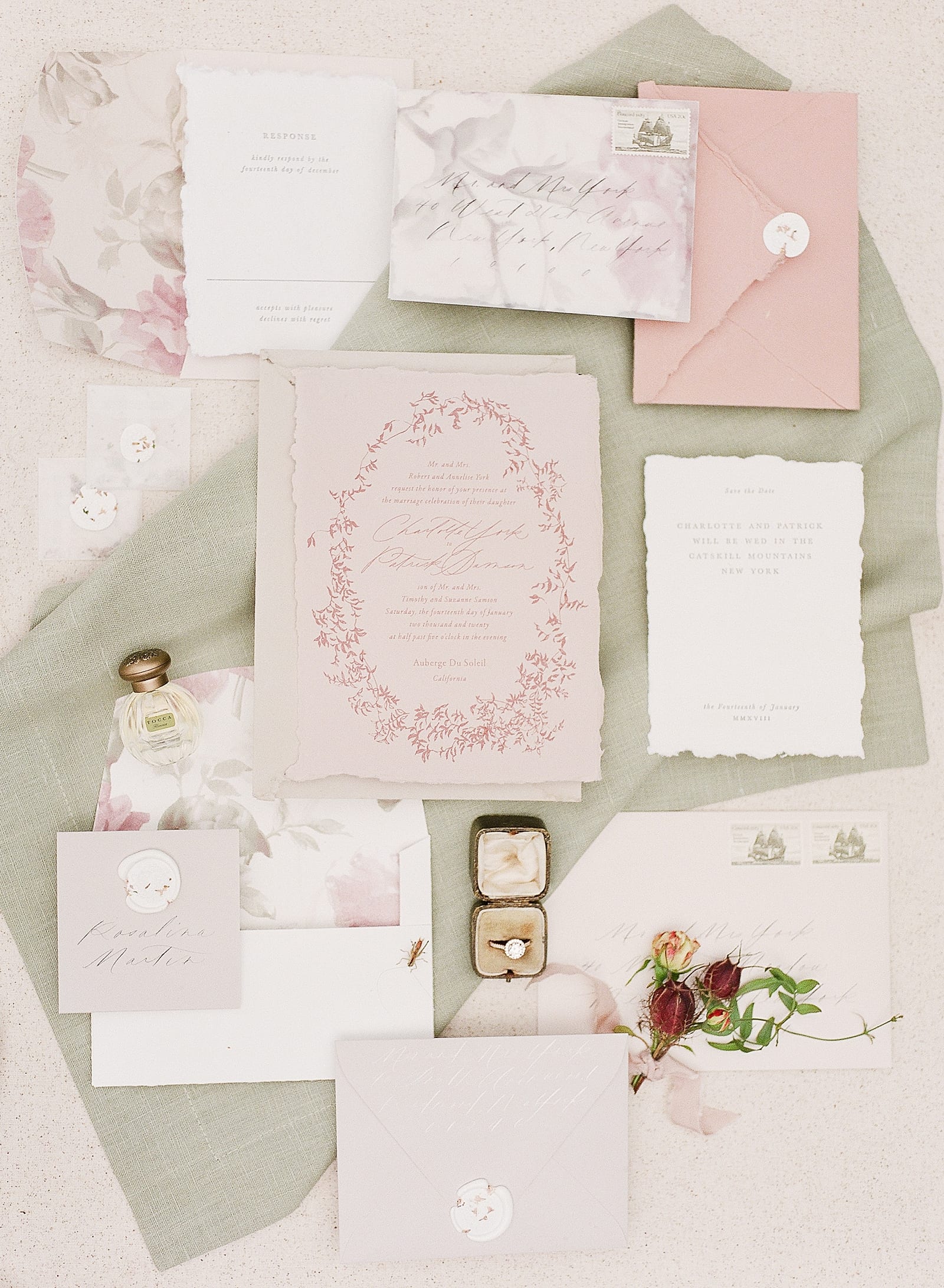 Pink Wedding Invitation Suite Photo