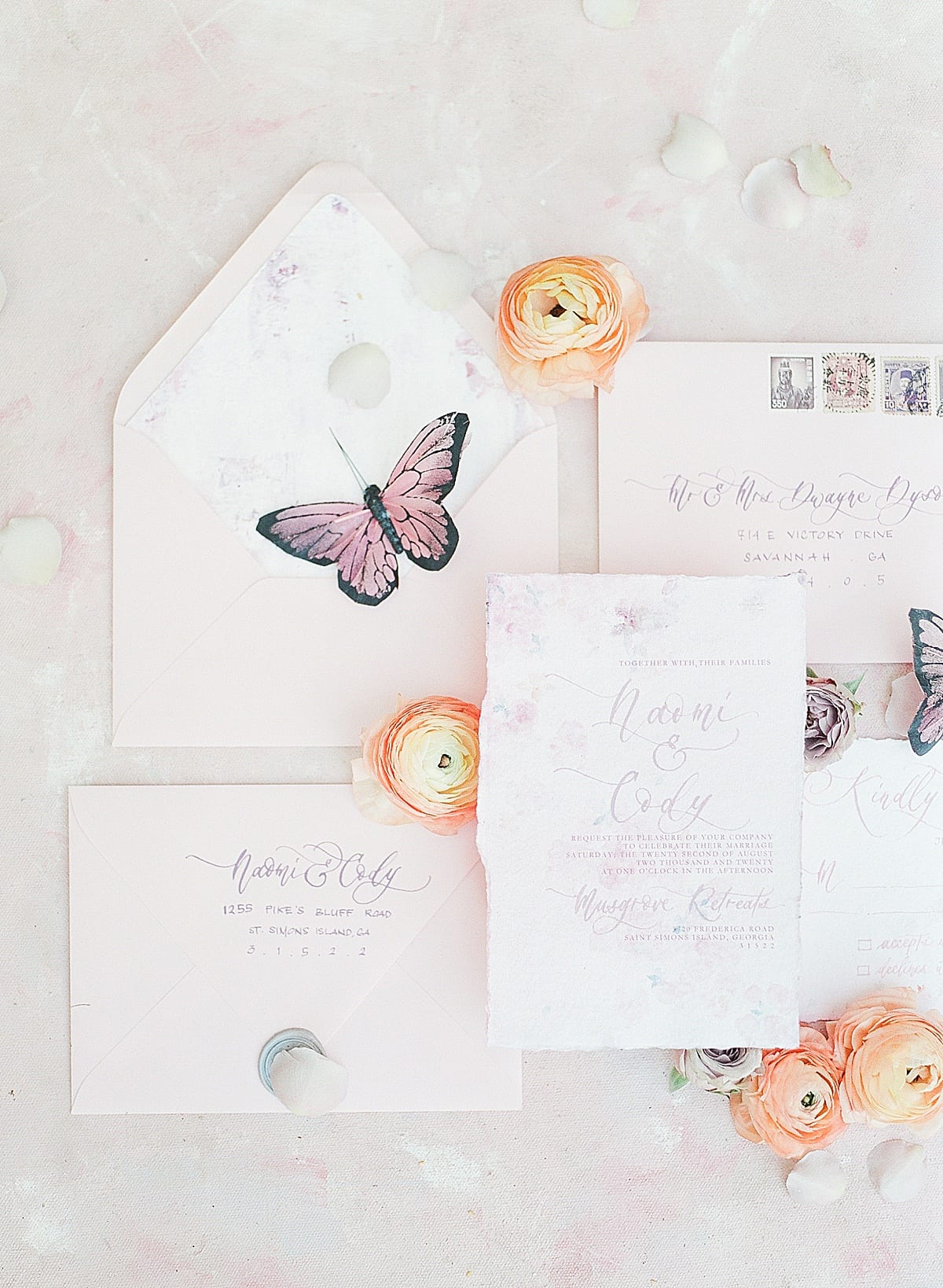 Pastel Colors Invitation Suite With Butterflies Photo 