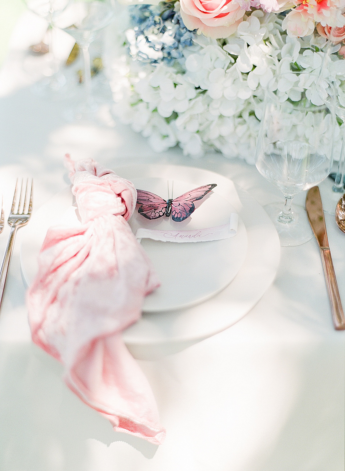 Pastel Wedding Reception Table Setting Photo 