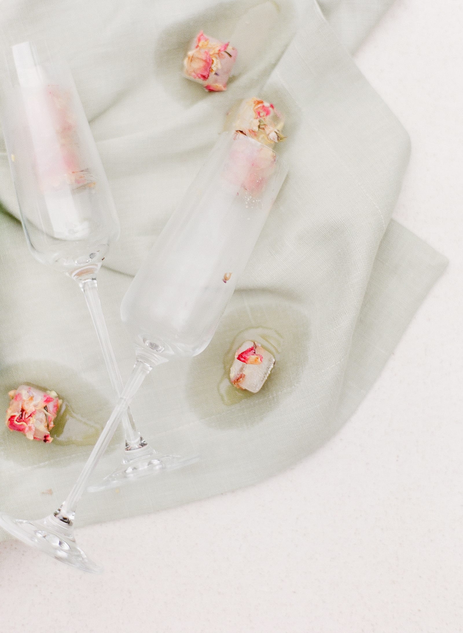 Champagne Glasses with Ice Cubes Photo