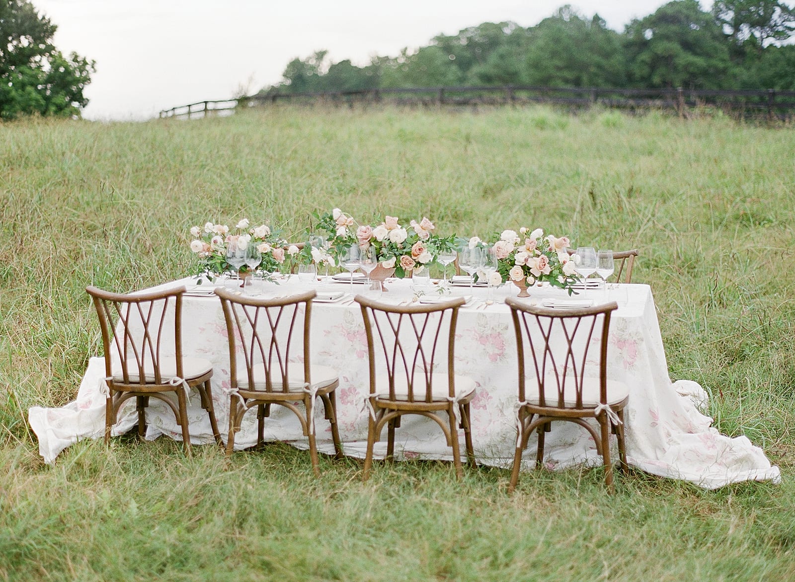 Wedding Reception Table In Field at Serenbe GA Photo