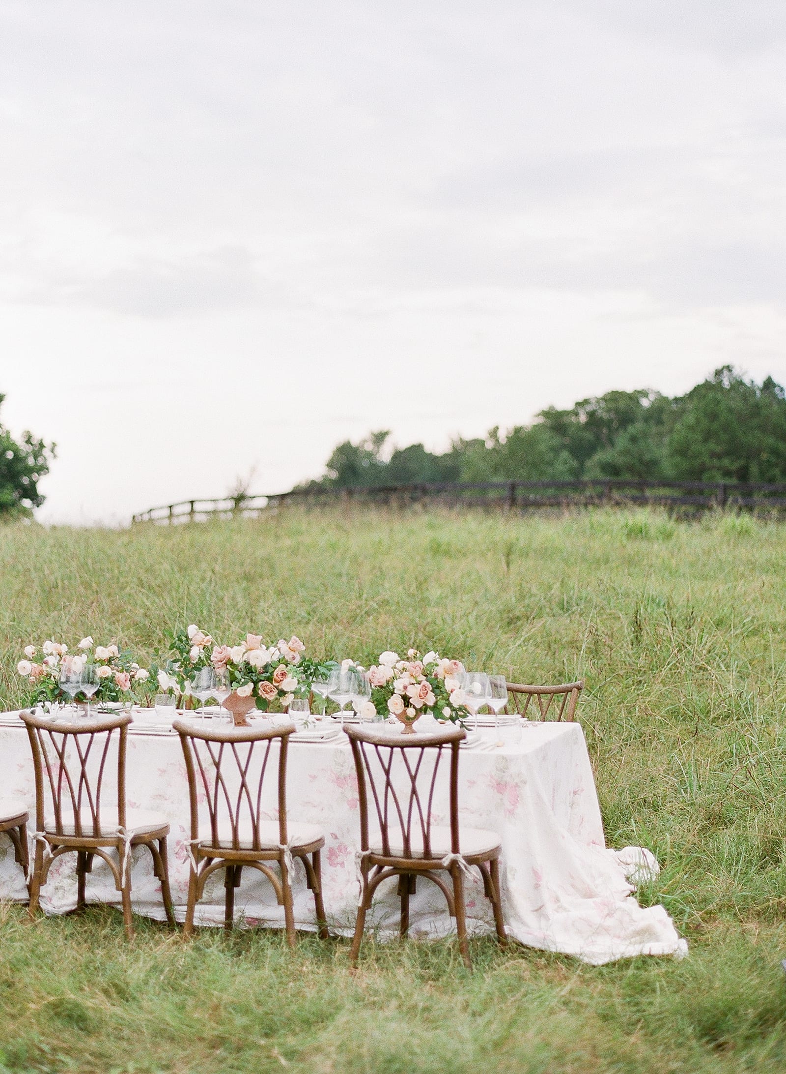 Wedding Reception Table in Field at Serenbe GA Photo