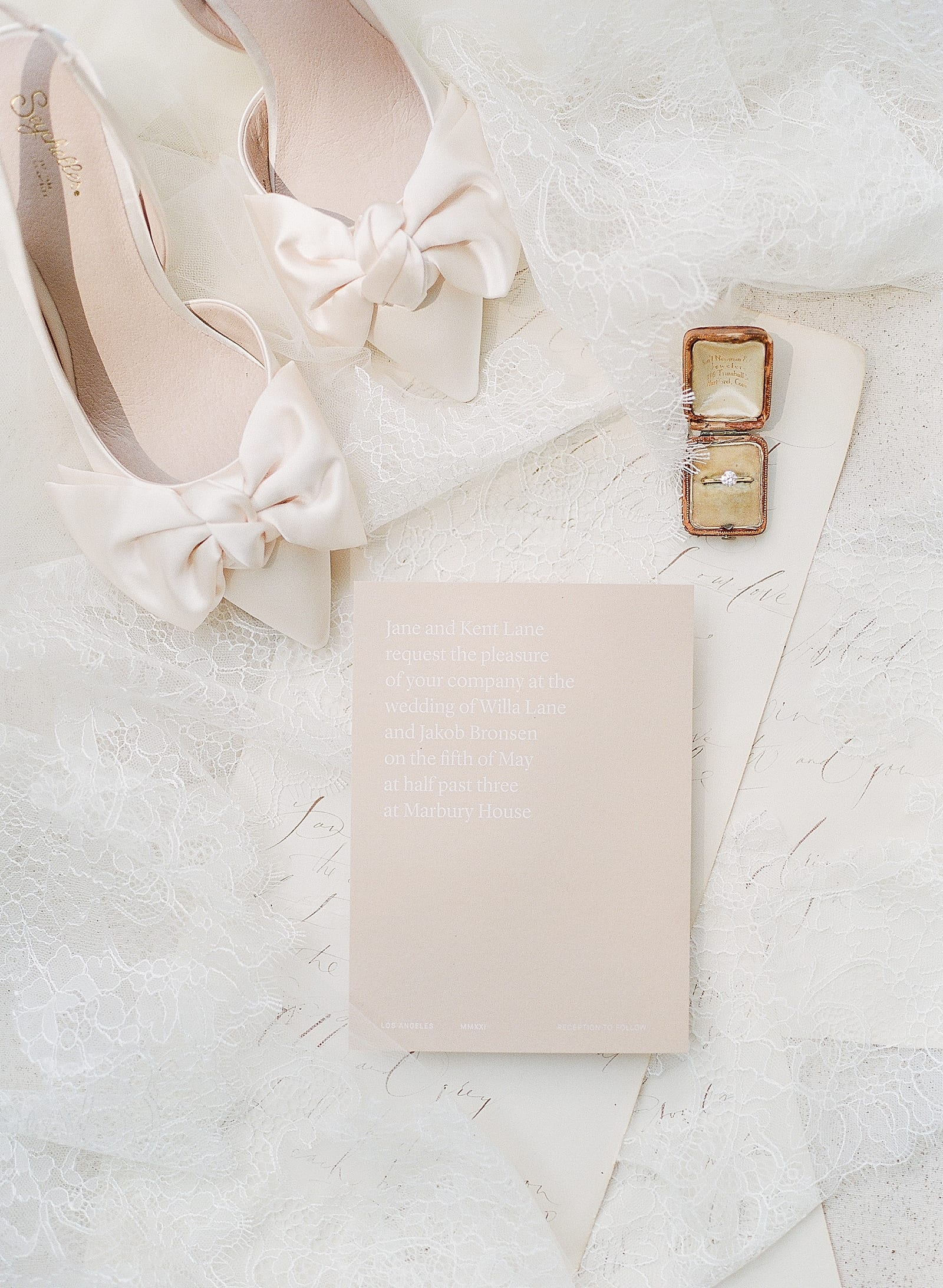 Invitation Suite Shoes and Ring Box Wedding Details Photo