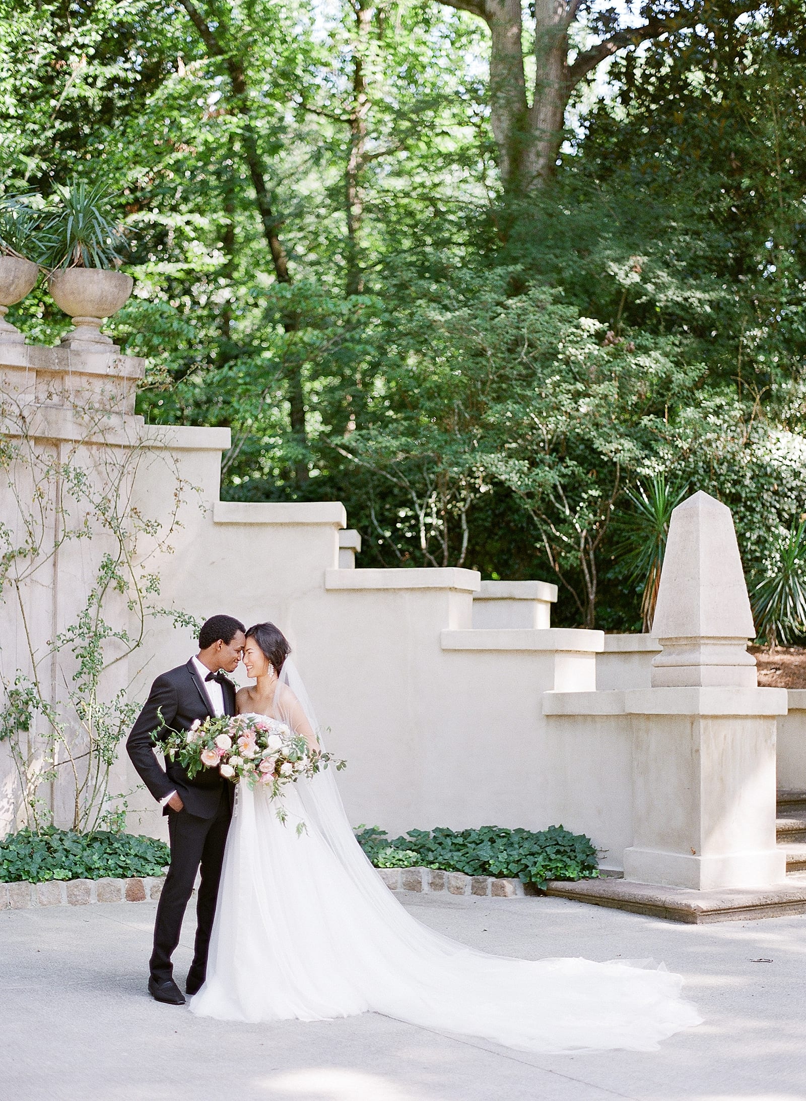 Bride and Groom Nose to Nose at The Swan House In Atlanta Photo