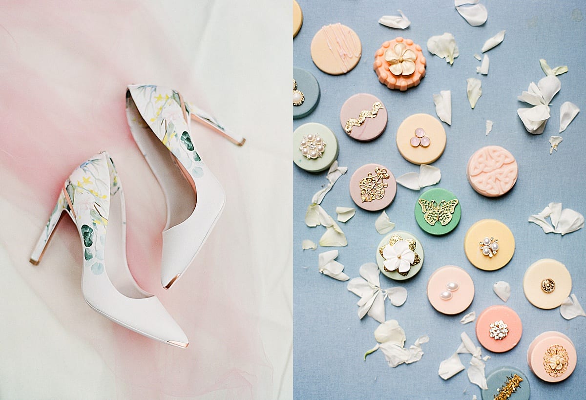 Wedding Details Brides Shoes and Fancy Candies Photos