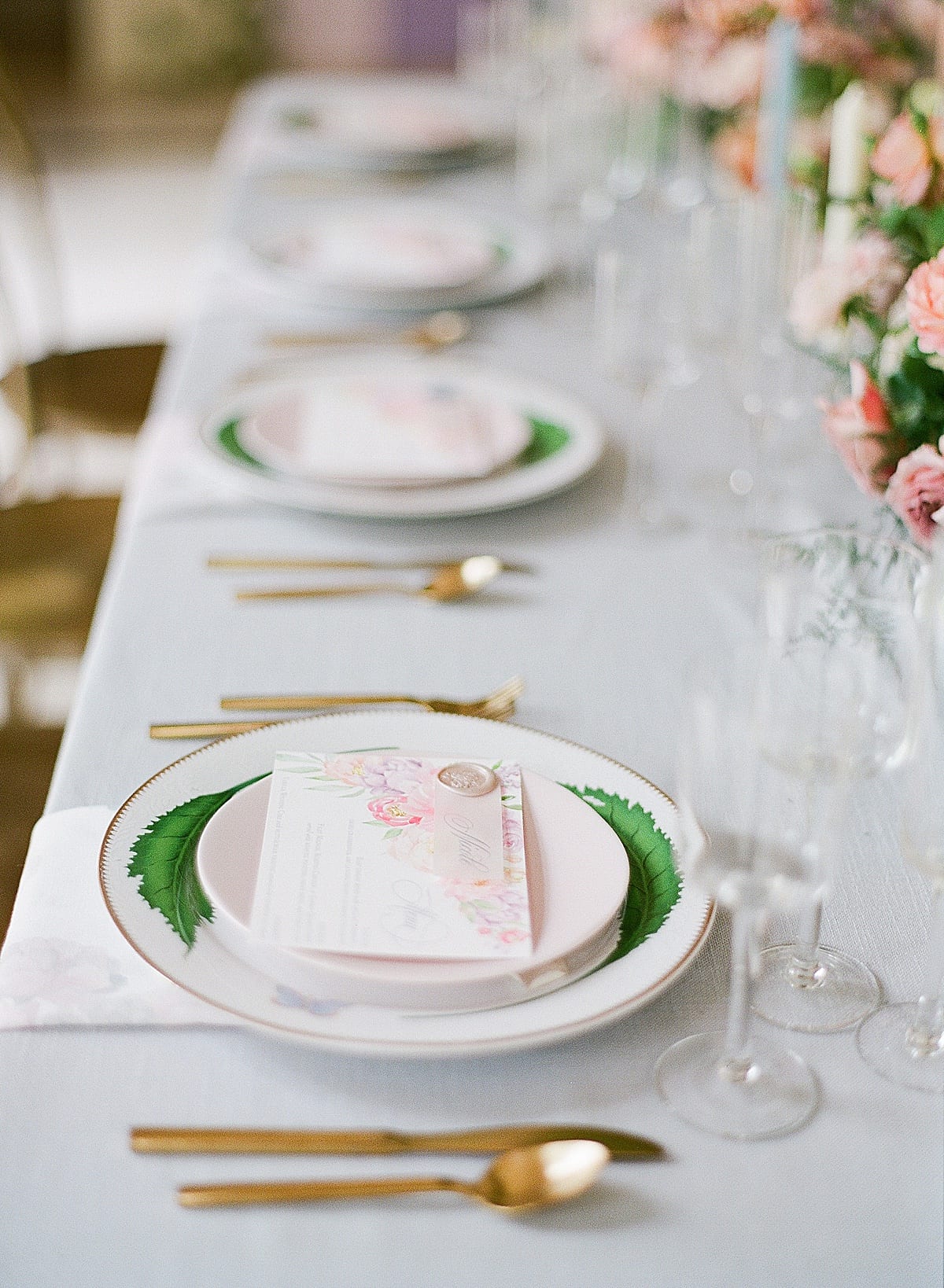 Chateau Cocomar Wedding Reception Table Setting Photo
