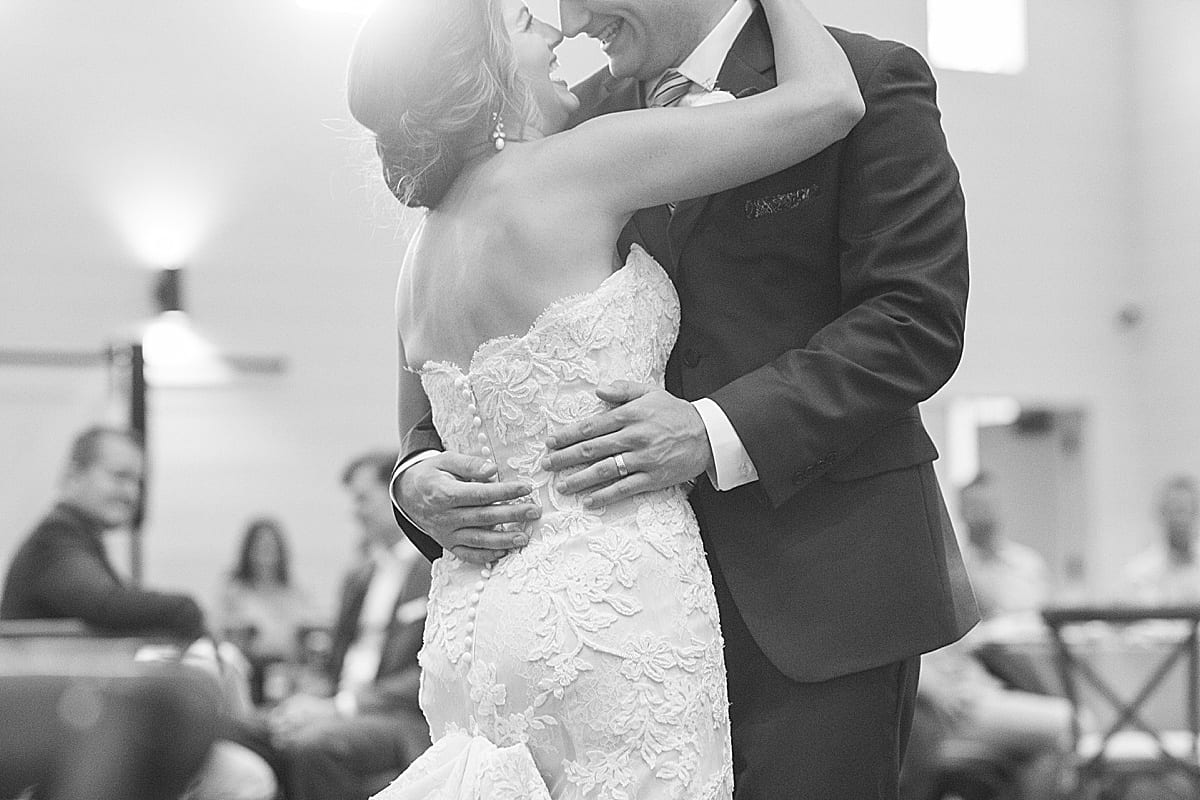 Black and White of Bride and Groom's First Dance Photo