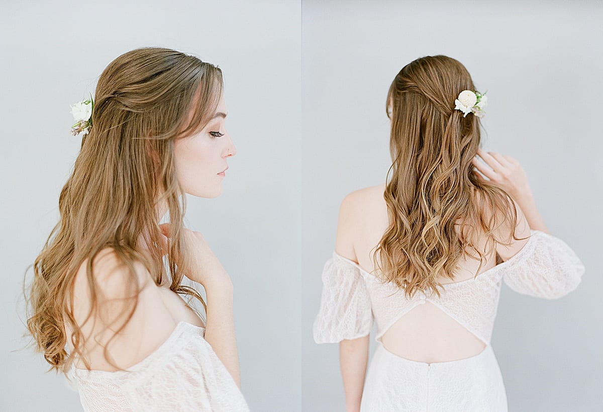 Bride with long wavy hair photos