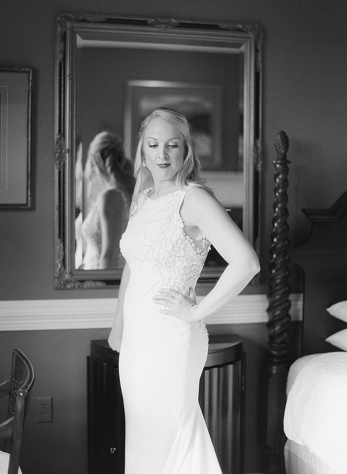 Black and White of Bride Getting Ready Photo