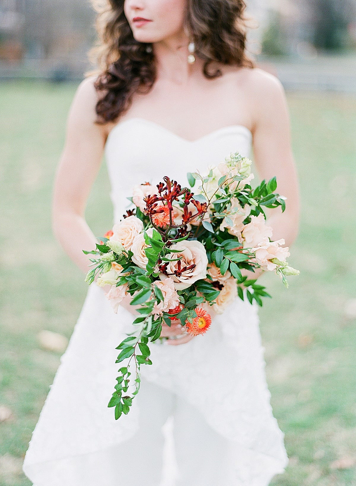 Asheville Elopement Detail of Bride Holding Bouquet Photo