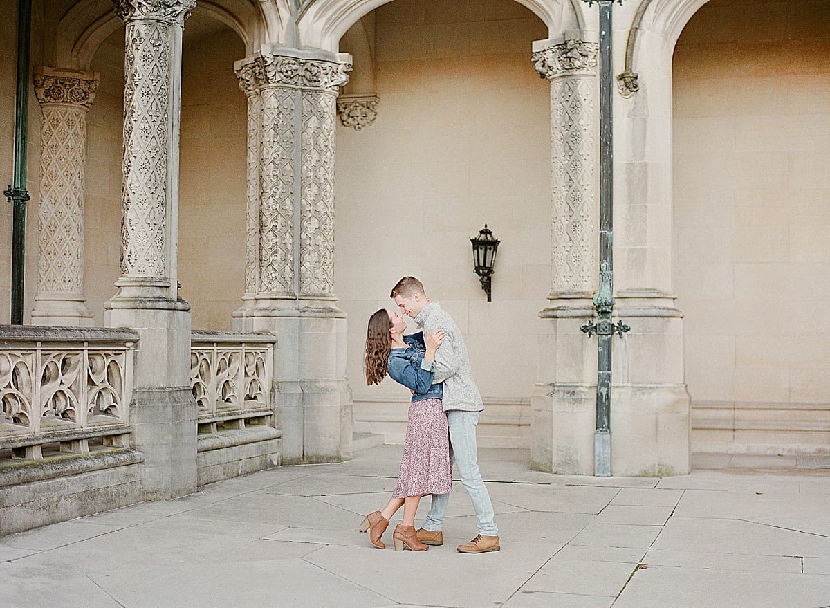 Biltmore House Engagement Session Couple Smiling at Each Other Photo