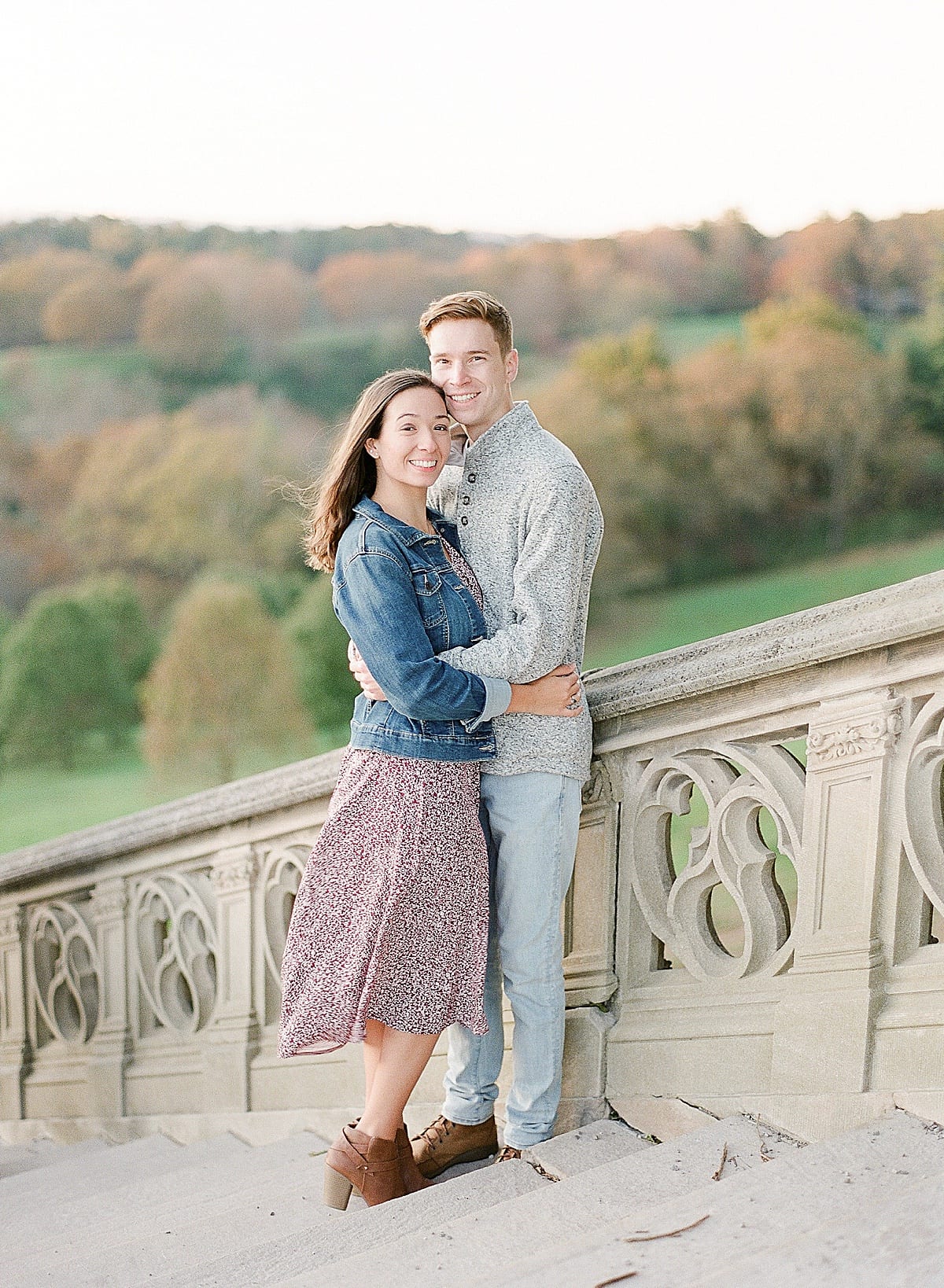 Couple Smiling at Camera On Steps of Biltmore House Photo